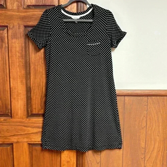 Soma Sleepwear Gown/Sleep Shirt Black With White Dots Size Small - Picture 6 of 6